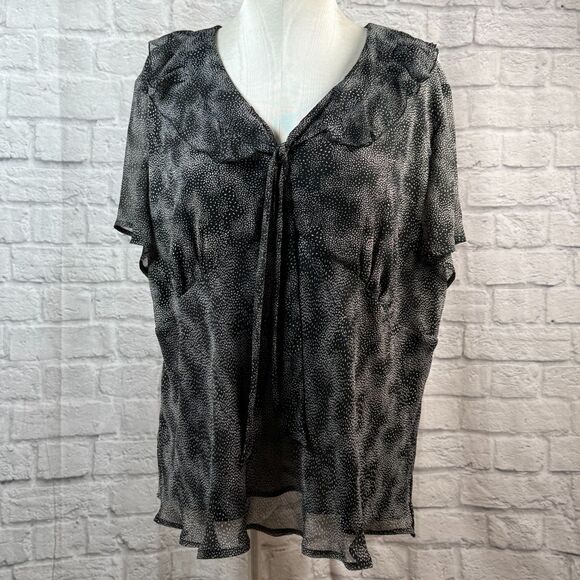 New York City Design Co Women's 4XL Sheer Blouse Short Sleeve Ruffled Plus Size - Picture 1 of 9